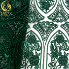 Özelleştirilmiş Zümrüt Yeşili Nakış Dantel Kumaş Boncuklu Payetli Dekorasyon