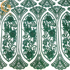 Özelleştirilmiş Zümrüt Yeşili Nakış Dantel Kumaş Boncuklu Payetli Dekorasyon