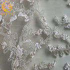 Makine Nakış Boncuklu Beyaz Dantel Kumaş MDX Pullu 20％ Polyester