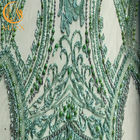 Gelin Elbise için Sofistike Yeşil Boncuklu Dantel Kumaş / Dantel Malzeme Kumaş