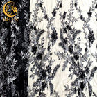 Siyah Dekoratif İşlemeli Dantel Kumaş Rhinestones ile Modaya Uygun