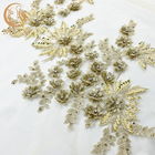 Altın Rhinestones Gelin Dantel Kumaşlar Polyester Dekorasyon 55 İnç Genişlik