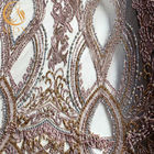 Mor 3D Boncuklar Düğün Dantel Kumaşlar Çok Renkli 91.44cm Payetler Ile Uzunluk