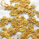 Tekstil için MDX Altın Pullu Net Nakış Dantel 135cm Genişlik
