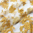 Tekstil için MDX Altın Pullu Net Nakış Dantel 135cm Genişlik