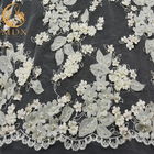 Düğün için Tül 3D Beyaz Çiçek Dantel% 80 Naylon Nakış
