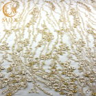 Elbiseler için Altın 140cm Genişlik Makinesi Nakış Dantel Özelleştirilmiş Dantel Kumaş