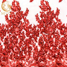 Parti Elbise için 1 Yard Glitter Dantel Kumaş / Kırmızı Pullu Dantel Dekorasyon