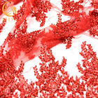 Parti Elbise için 1 Yard Glitter Dantel Kumaş / Kırmızı Pullu Dantel Dekorasyon