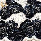 Gelin Elbise için İşlemeli Siyah Glitter Dantel Kumaş Fransız Boncuklu