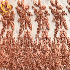 Parti Elbise için Fransız Boncuklu İşlemeli Tül Dantel Kumaş İşi Glitter