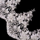 3D Çiçekler Beyaz Giysi Dantel Trim El Yapımı 25cm Genişlik Lüks Dantel Trim