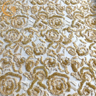 Elbiseler için Altın Tül İşlemeli Boncuklu Ağır El Yapımı Dantel Kumaş