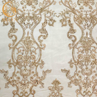Ev Tekstili İçin Polyester Altın Boncuklu Nakış Dantel Kumaş
