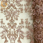 İnci Dekorasyonlu A4 Desen İşlemeli Boncuklu Elbise Dantel Kumaş