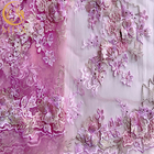 Boncuk İşlemeli Nedime Elbisesi 3D Çiçek Dantel Kumaş