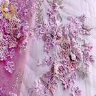 Boncuk İşlemeli Nedime Elbisesi 3D Çiçek Dantel Kumaş