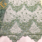Elbise Yapımı İçin El Yapımı Yeşil Örgü Nefis Boncuk Dantel Kumaş