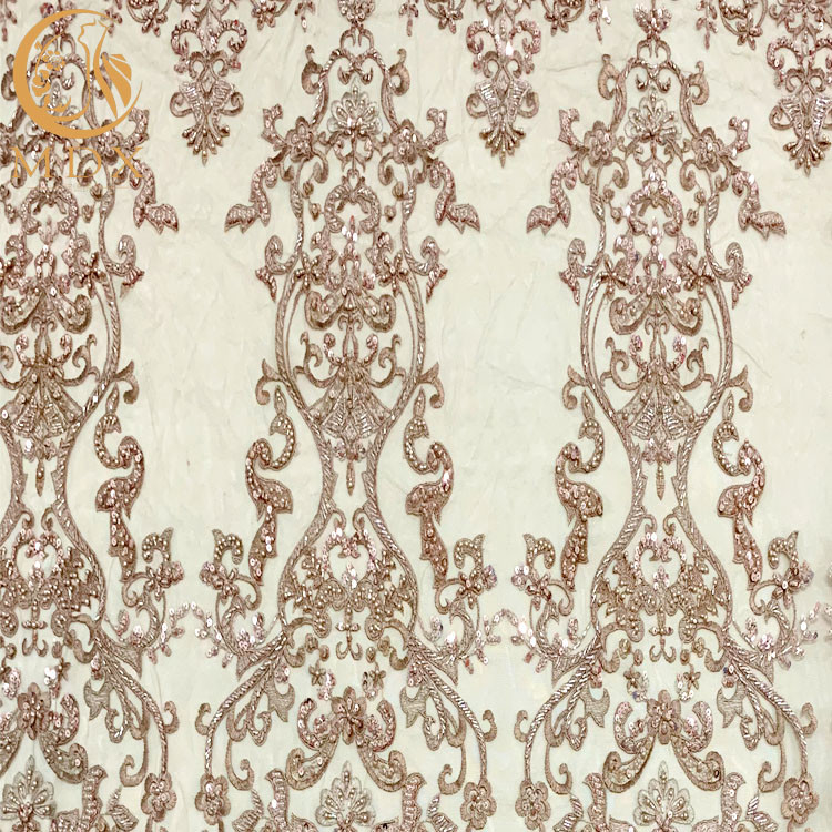 İnci Dekorasyonlu A4 Desen İşlemeli Boncuklu Elbise Dantel Kumaş